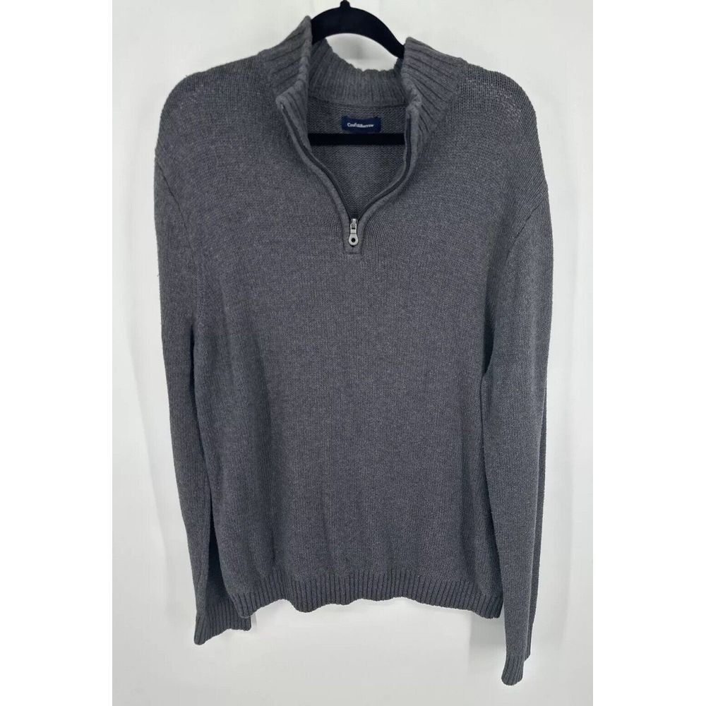 Croft & Barrow Men's Easy Care Extra‎ Soft Ribbed Quarter-Zip Pullover Gray XL